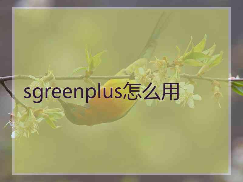 sgreenplus怎么用