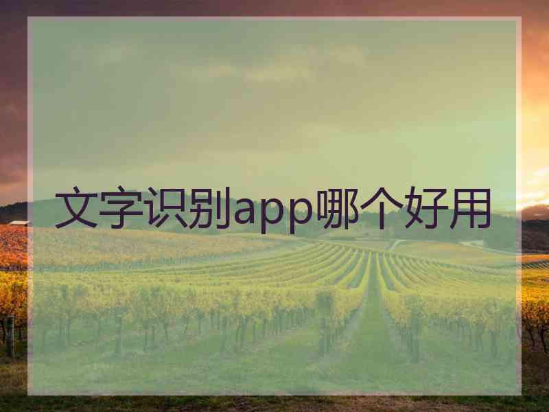 文字识别app哪个好用